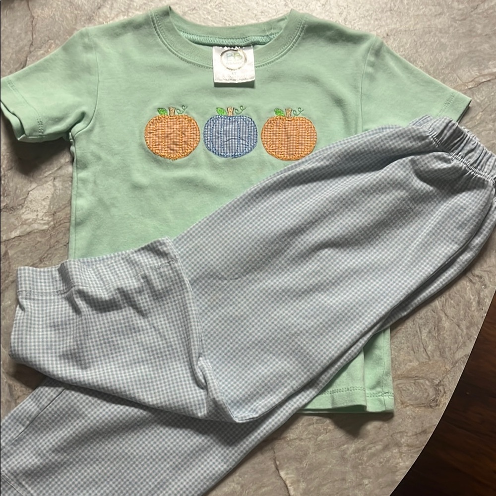 Green and Blue Pajama Set with Seasonal Design